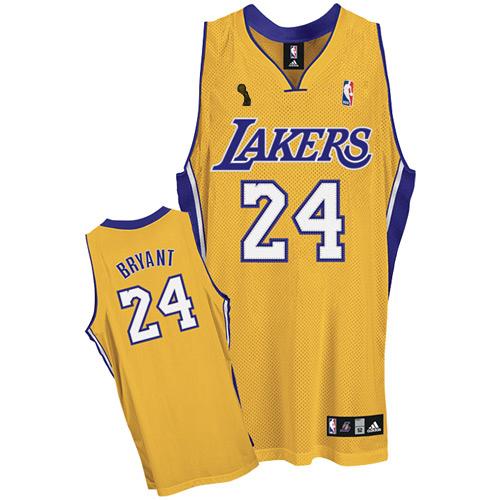 Youth Adidas Los Angeles Lakers 24 Kobe Bryant Authentic Gold Home Champions Patch NBA Jersey
